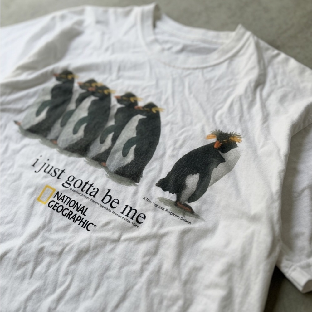 National Geographic White Graphic Tee with Penguins